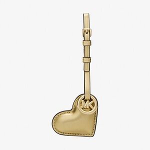 MICHAEL Michael Kors Metallic Puffy Heart Leather Logo MK Bag Charm
